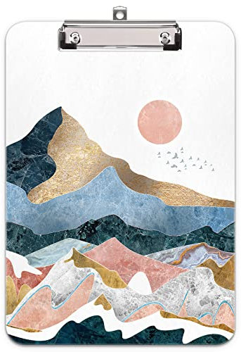 Hnogri porte bloc a4 avec pince, Plastique dur, Clipboard A4 dessin de mode, Planchettes à pince et porte-formulaires, 32CM x22CM, Montagne