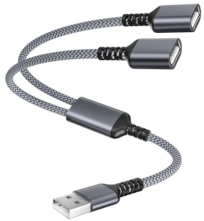 Itramax Câble USB en Y 1M,Cordon en Y Multiple USB-A Mâle vers 2 Femelles | Hub Double Port Cable Repartiteur USB Type-A 2-en-1 Adaptateur en Nylon pour Mac,Car,Xbox One X S,PS4,PS5,Laptop,Auto,Macbook
