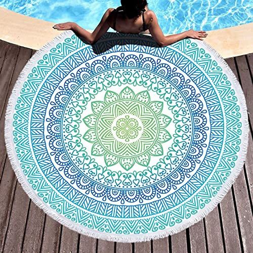 LXTOPN Mandala Strandtuch Rund,Quaste Runde Strandtuch,Geeignet Für Strand Yoga Matten Schal Schal Tapestry,150cm(Y4)