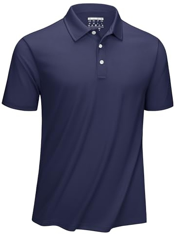 KEFITEVD Poloshirt Herren Kurzarm Atmungsaktivs Polyester Golf Shirts Schnelltrocknend Sommer Sport Polo Dunkelblau M