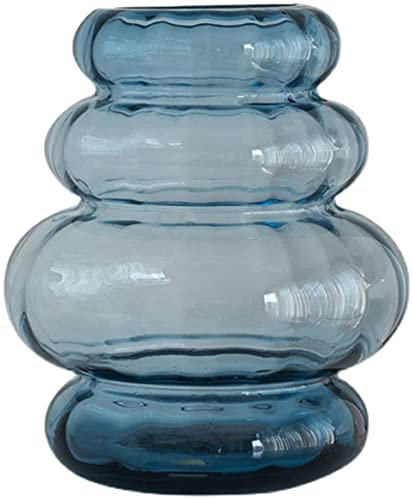 YJYKXP Blumenvase, Glas, transparent, dekorative Hydrokultur-Vase, Esstisch, Blumentisch, blaue Vase, dekorative Vase, 14208 cm (Größe: 14208 cm)