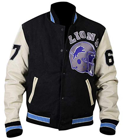 Aksah Fashion Herren Detroit Lions Beverly Hills Cop Sports Baseball Varsity Wolle & Leder Ärmel Jacke