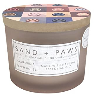 Sand + Paws Duftkerze – California Beach Houses – Luxuriöse Lufterfrischungskerzen neutralisieren Haustiergerüche und verbessern die Wohnkultur, 100 % Baumwolle, bleifreie Dochte, 340 g