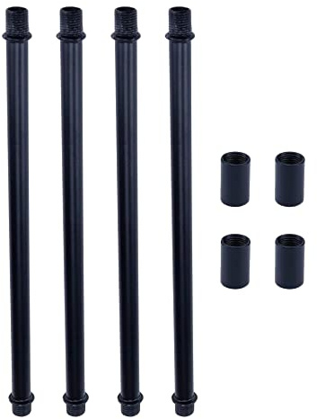 My MIRONEY 4 juegos de vástago de lámpara de tubo recto con conector M10 negro varilla de lámpara de repuesto de piezas de lámpara, 20 cm de largo