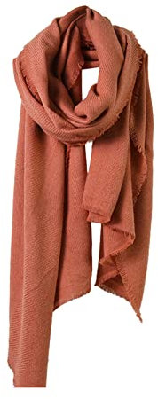 Whoiy Kaschmirschal Herren, Tuch Damen Herbstfarben Einfarbiger Quastenschal in Leinwandbindung Orange Rot 190X65Cm