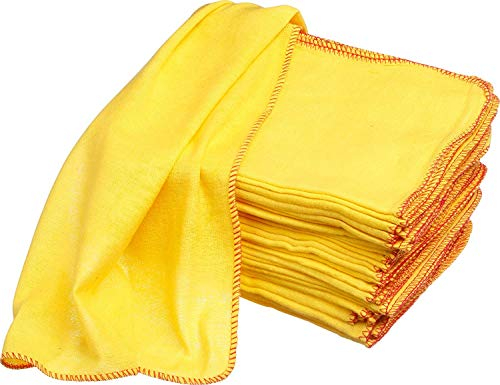 MONSAR Pack of 50 Yellow Cleaning Cloths, Heavy Duty Duster, Kitchen Towel, Strong 100% Woven Cotton, Jumbo Size 50x45cm