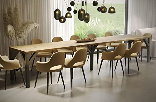 Endo-Moebel XXL Esstisch erweiterbar Dunaj 130cm - 405cm Küchentisch Synchronauszug Erweiterungsplatten (Artisan Eiche)