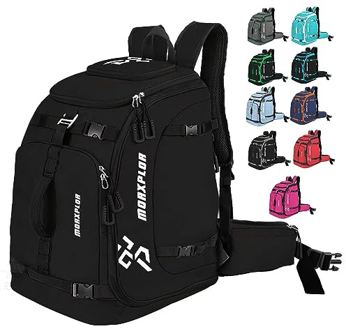 MORXPLOR 60L gepolsterter Skischuh-Rucksack, große Kapazität, wasserdichte Reisetasche für Helm, Brille, Handschuhe, Ski, Snowboardausrüstung