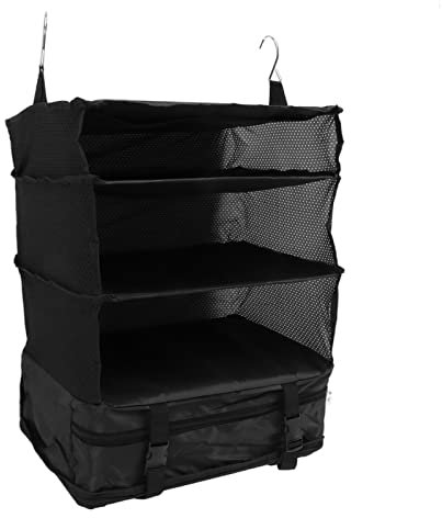 JEOZBM Tragbarer Gepäck-Organizer, Reise-Packwürfel-Schrank Zum Aufhängen, Platzsparende Kleiderregale, Tasche für Gepäck, Koffer, Schwarz