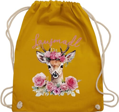 Turnbeutel Rucksack - Kompatibel mit Oktoberfest Tasche - Lausmadl Reh Geweih I Lausemädchen I Freches Mädchen I Lausmädchen I Lousy Girl - Unisize - Senfgelb - trachtenbeutel octoberfest sackerl