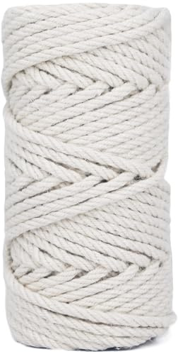 Leecogo 6mm Jute Rope 100 Feet Natural Craft Rope Twine String Perfect for Home Gardening Macrame Arts Crafts DIY Cat Scratching Post Replacement Repairing Recovering Cats Toy Making,White