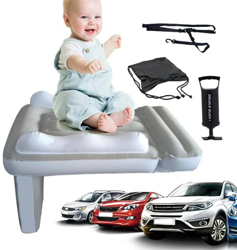 Aeutwekm Aufblasbares Flugzeugbett, Baby-Reise-Flugzeug-Betten, Flugzeug-Sitzverlängerung für Kinder, Kleinkind-Bett mit Seitenpumpe und Gürtel, Kinder-Aero-Bett