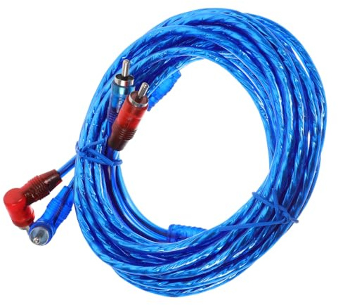 Câble Audio RCA Double vers Double en Cuivre Bleu pour Voiture | Transmission Stable du Signal, Installation Simple, Accessoires Électroniques pour Audio Auto