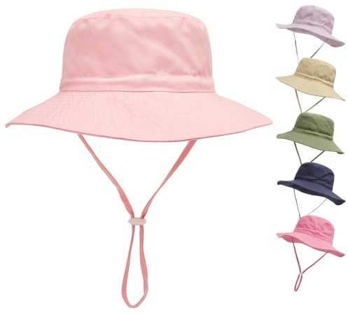 QIYIENDIAN Sombrero de Playa de ala Ancha para bebés y niños UPF 50+