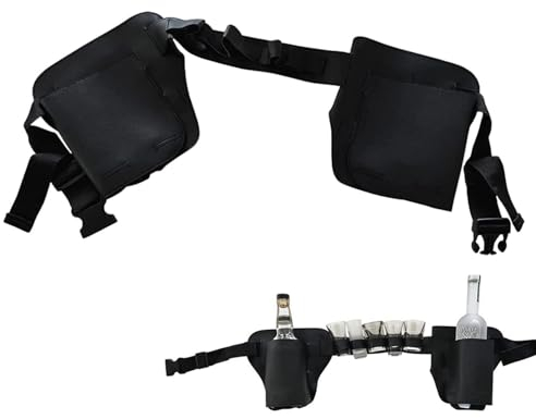 Bierflaschenhalter Gürtel | Leder Bierholster Flaschenhalter | Flaschenhalter Getränkedosenhalter Hüfttasche für Biertrinker/Liebhaber Bierzubehör für Männer für Reisen, Schwarz , Refer to