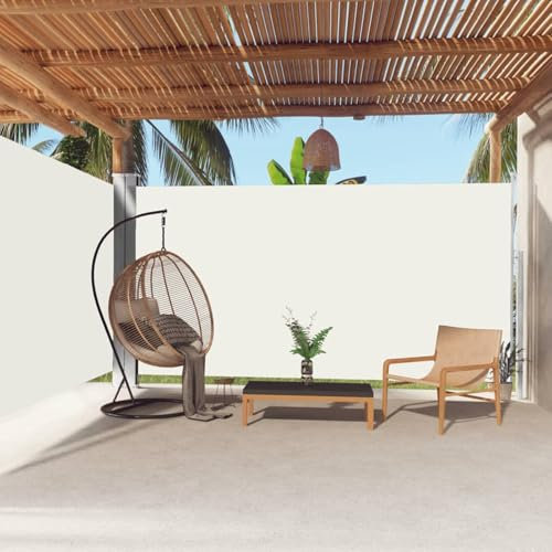 JUDYY Seitenmarkise Ausziehbar, Windschutz, Seitenmarkise, Sichtschutz Ausziehbar, Seitenwandmarkiese, Creme 200x600 cm