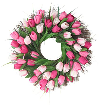 OFFSCH Tulpenblüten Girlande Rattan Realistische Dekorative Blumen Für Hochzeiten Feste Und Fotoshootings Rosa