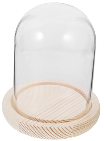 COLLBATH U Shape Cake Glass Shade Cake Dome Wood Base Glass Cover Multifunctional for Home Party Wedding Event Decoration