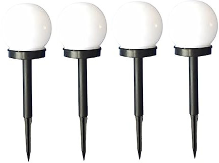 Mikikit 4stücke Solar Gartenleuchten in Kugelform Led Wegebeleuchtung Mit Solarpanel Für Außenbereich Warmweißes Licht Und Wetterfest Für Garten Terrasse Einfahrt