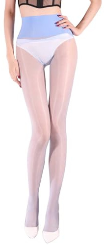 GOCBOBO Medias sin costuras mujer 5 Denier medias reductoras pantys brillantes mujer Azul