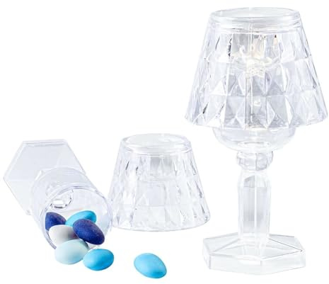 Ingrosso e Risparmio Bomboniera Lampada Luce LED in Plex Portaconfetti Lume Bomboniera Evento Laurea Diciottesimo Matrimonio Arredo Design Completo Economico (Kit da 6 pz.)