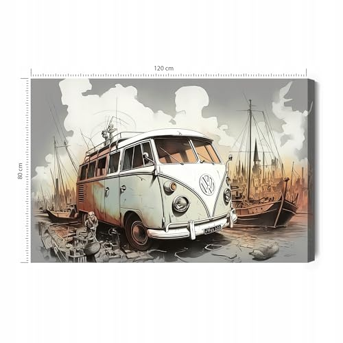 Printonia Wandbild m Leinwandgemalde Bild Leinwandbild VW Transporter T1 Bus Bulli Buli 120x80 cm