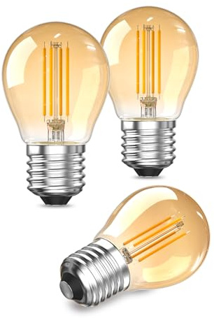 Lamptobe Ampoule LED E27 Blanc Chaud 2.5W, Ampoule Culot à Vis E27 2200K G45 Baillonette Verre Ambré Ampoule Filament Équivalent 20W Pour Lampes de Chevet, Lampes de Lecture(Non Dimmable, 3PCS)