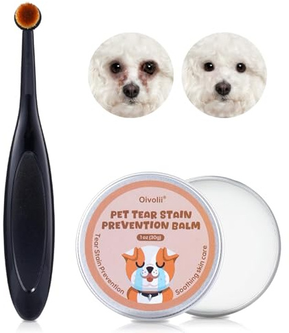 Oivolii Balsamo Rimuovi Macchie da Lacrime per Cani e Gatti con Pennello Professionale – Cura Naturale per Occhi, Delicato ed Efficace, 30 g