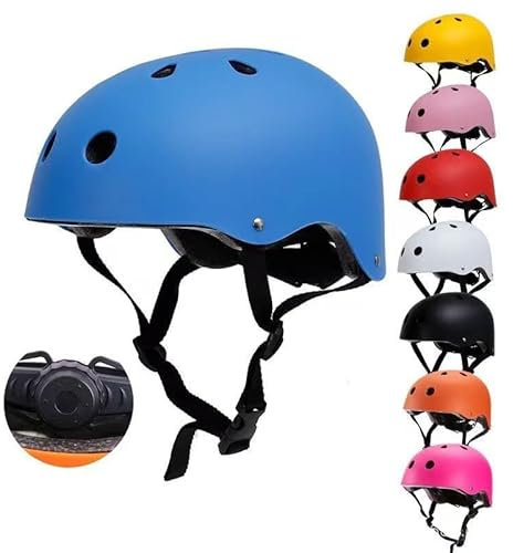 Culcenor Multifunktionaler Sporthelm für Kinder & Erwachsene – Verstellbarer, belüfteter Schutzhelm für Fahrrad, Skateboard, Inlineskates, Balance-Bike und Eislaufen (Blau, M (52-57cm))