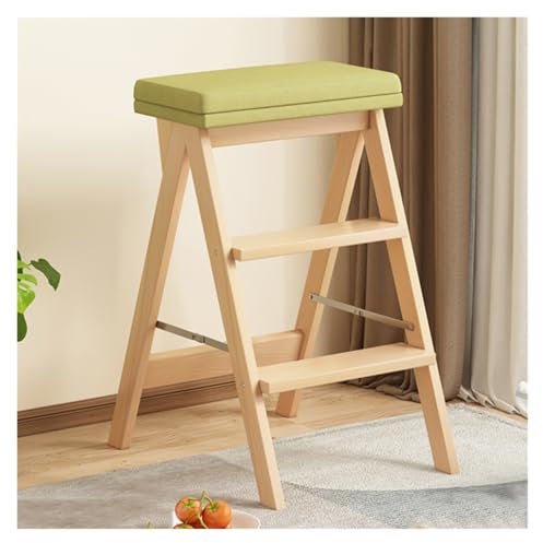 Marchepied pliable à 3 marches en bois pour adultes, escabeau multifonction 3 en 1 en bambou, tabouret de comptoir/tabouret d'armoire de cuisine (bois, style 2)