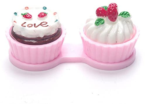 NingMengXYRHZB Contact Lens Case Cute Cake Shape Contact Lens Holder Portable Contact Lens Box for Home Travel Outdoor