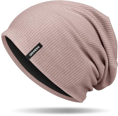 HASAGEI Mütze Herren Damen, Slouch Beanie Mütze Damen, Übergangszeit Weiche Leicht Modische Jersey Beanie, Unisex Warm Winter Mütze Ideal für Frühling Herbst und Winter (Licht Kachi)