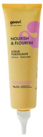 Goovi, Nourish and Flourish, Scrub Cuoio Capelluto Purificante, Esfolia Delicatamente la Cute per Eliminare Forfora, Eccessi di Sebo e Cellule Morte, Formula con Microgranuli di Jojoba, 150 ml