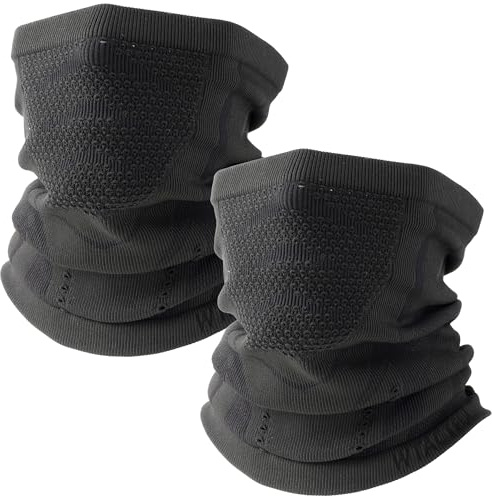 WTACTFUL Vinter halsvärmare damask (1 pack eller 2 pack), andningsbar ansiktsmask för skidor, snowboard, löpning, vandring, svart +svart, one size