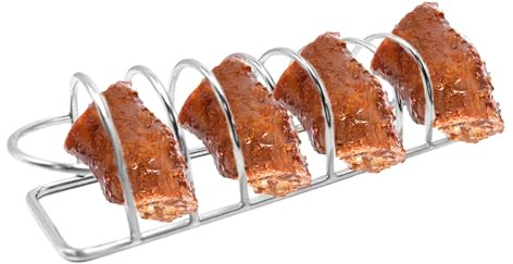 BBQ Rib Rack – grillhållare i metall, grillhylla, stekkorg för grillning | kycklingstekstativ, revbenshållare grillning, diskmaskinssäkert rostfritt stål grilltillbehör för BBQ trädgård terrass