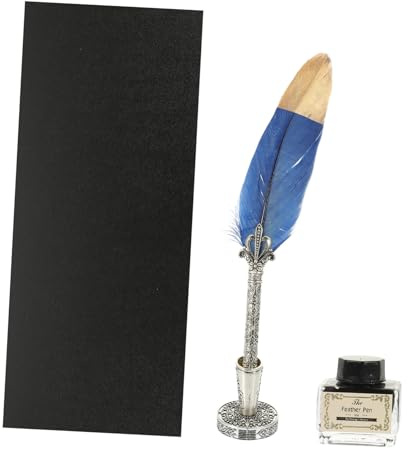 LOLIPPYY Retro Kalligraphie Federhalter mit Tintenfass Robuste Metallspitzen Vielseitiger Dip Quill Pen für Schreiben und Dekoration Stilvolles Vintage Schreibset als