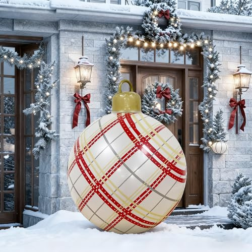 Palline di Natale Gonfiabili, Afenau 60cm Palle di Natale Gonfiabili Grandi da Esterno, gonfiabile natale Esterno per Festival, Feste, Giardini