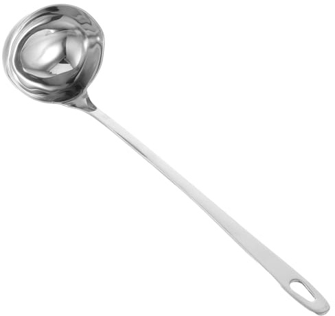 TOYANDONA Mestolo da Cucina in Acciaio Inox Bocca Obliqua e Beccuccio Versatore, per Servire Zuppe e Minestre