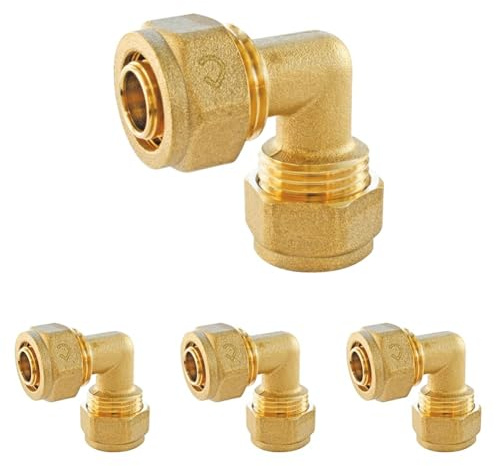SOMATHERM FOR YOU, Raccord à compression coude égal PER Ø16 - Installation rapide et fiable - Normé ACS - Compatible avec tube PER diamètre 16 - Pression max 10 bars - Eau chaude/froide (Lot de 4)