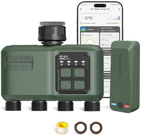 Shrivee Smart bevattningsdator WLAN med 4 zoner utgångar program bevattningssystem med regnfördröjning/automatisk bevattning