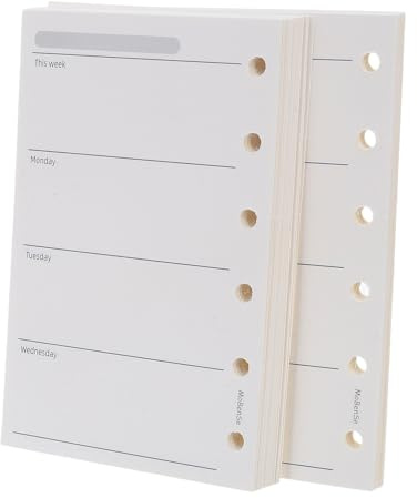 Hemobllo Ricariche Agenda Settimanale A7 200 Fogli Carta a Righe 120 G/m² per Raccoglitori ad Anelli, Inserti Planner Tascabile per Organizzazione Ufficio e Uso Personale