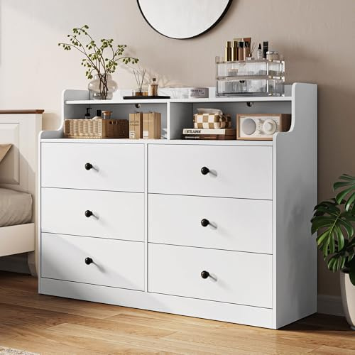 LINSY HOME Kommode mit 6 Schubladen, Weiß – Hochwertiger Schubladenschrank aus Holz, Wäschekommode fürs Schlafzimmer, Modernes Design, Maße: 133 × 102,8 × 39,8 cm | Hochwertiger Schubladenschrank aus Holz, Wäschekommode fürs Schlafzimmer, Modernes Design, Maße: 133 × 102,8 × 39,8 cm