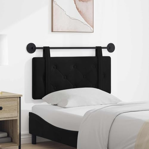 YunCangg Hängendes Kopfteil Schwarz Samt mit gepolstertem Design, 100 x 55 cm, Holzwerkstoffrahmen, Wandmontage für Schlafzimmer, Doppelbett und Einzelbett, komfortable Rückenlehne zum Anlehnen