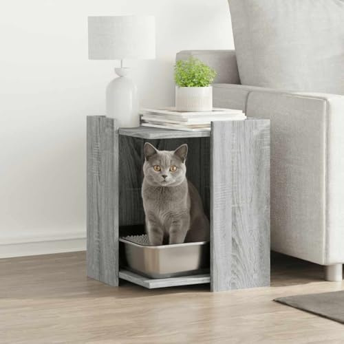 Mokuyary Meuble de Bac à Litière pour Chat Sonoma Gris Salon