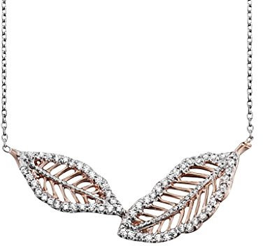 Julie Julsen JJNE10198.2 Damen Collier Blätter Sterling-Silber 925 Bicolor Rose Weiß Zirkonia 42 cm