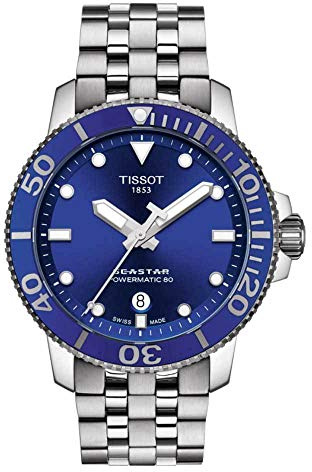 Tissot Men's Seastar 660/1000 Stainless Steel Casual Watch Grey T1204071104100, Grey, Size 43, Dive Watch