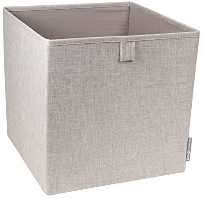 Bigso Box of Sweden Cubo portaoggetti per scaffale e armadio – Scatola organizer per giocattoli, vestiti, materiale da ufficio e altro – Contenitore armadio pieghevole in poliestere e cartone – beige