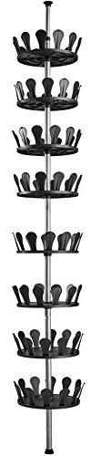 tectake Schuhkarussell Schuhregal Teleskopregal höhenverstellbar Ebenen drehbar bietet Platz für bis zu 96 Schuhe Höhe max. 300 cm