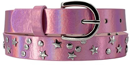 EANAGO Nieten-Kindergürtel >ROCKSTAR< für Mädchen (3-12 Jahre) | Moderner Nietengürtel für Mädchen, Metall-Schnalle, robustes PU-Kunstleder, ideale Geschenkidee