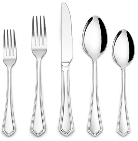 Homikit set di posate da 30 pezzi per 6 persone con coltello forchetta cucchiaio in acciaio inox lucidato posate da tavola con bordo ondulato per casa cucina ristorante lavabile in lavastoviglie